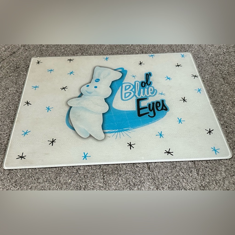 Pillsbury Doughboy Glass Cutting Board Kitchen Blue Eyes 2007 USED POOR *STAINED - Picture 13 of 15